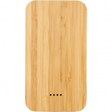Logotrade Geschäftsgeschenke das Foto: Future 6.000 mAh kabellose Powerbank mit Ladefunktion aus Bambus/Stoff