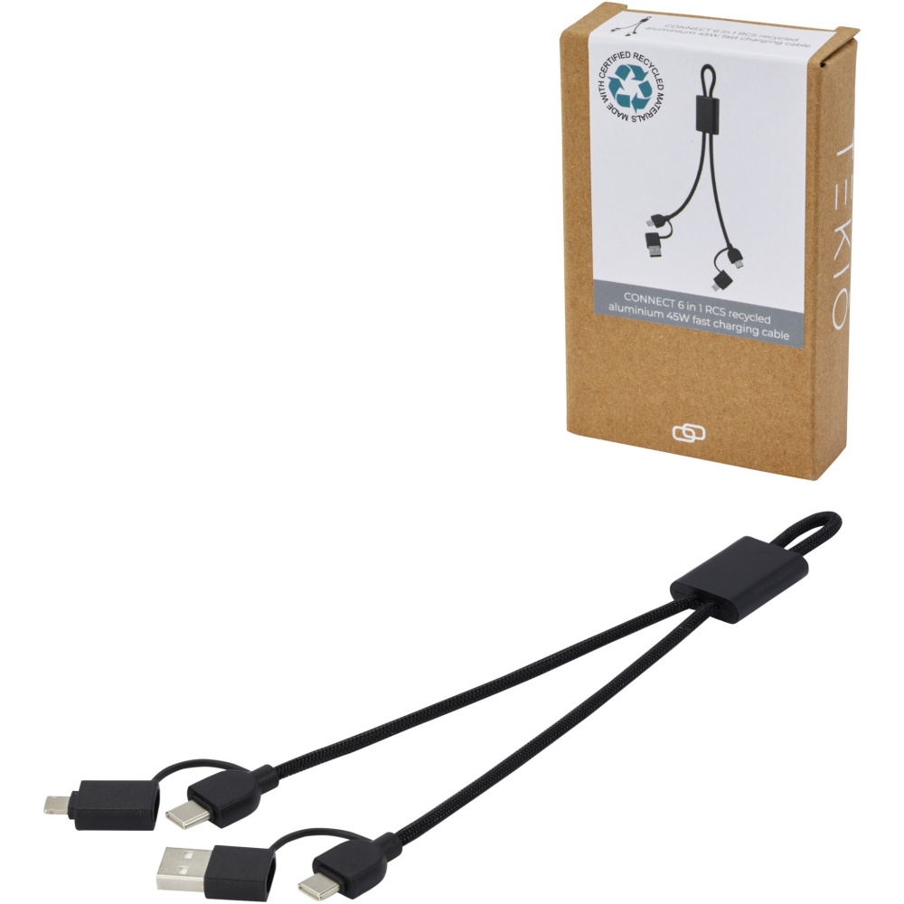 Logotrade werbemittel das Foto: Connect 6-in-1 45W Schnelllade- & Datentransferkabel aus recyceltem RCS Aluminium