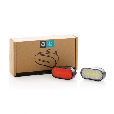 Logotrade Logogeschenke das Foto: Lumino USB Fahrradlicht-Set aus RCS recyceltem Kunststoff
