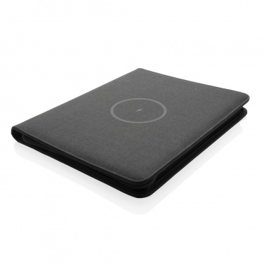 Logotrade Firmengeschenke das Foto: Air 5W Wireless Charging Portfolio A4 mit 5.000mAh Powerbank