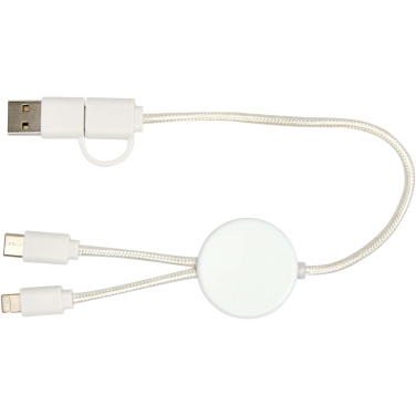 Logotrade Logogeschenke das Foto: Citala 30 cm 5-in-1 Kabel aus recyceltem Kunststoff für Datenübertragung und 27W Schnellladung