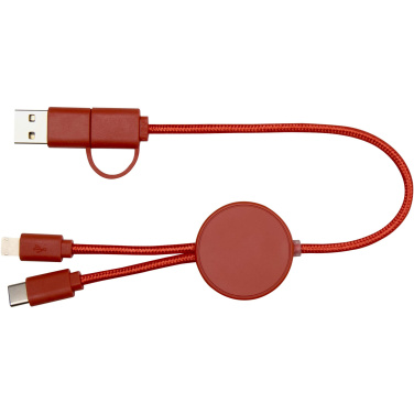Logotrade Werbegeschenke das Foto: Citala 30 cm 5-in-1 Kabel aus recyceltem Kunststoff für Datenübertragung und 27W Schnellladung