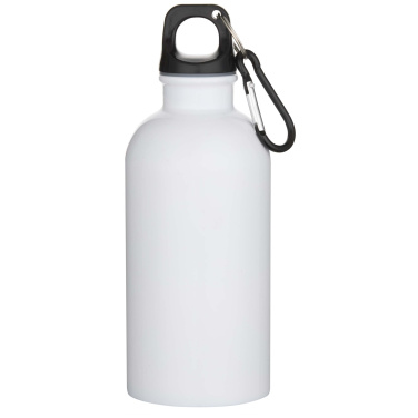 Logotrade Logogeschenke das Foto: Oregon 400 ml RSC-zertifizierte einwandige Sublimation Trinkflasche aus recyceltem Edelstahl mit Karabinerhaken