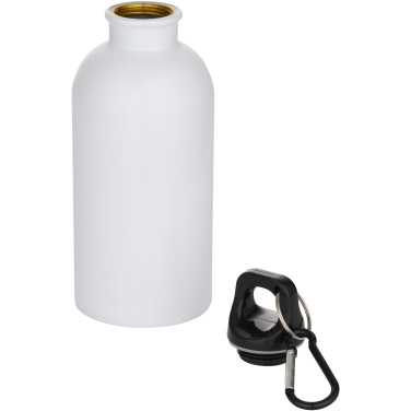 Logotrade Logogeschenke das Foto: Oregon 400 ml RSC-zertifizierte einwandige Sublimation Trinkflasche aus recyceltem Edelstahl mit Karabinerhaken