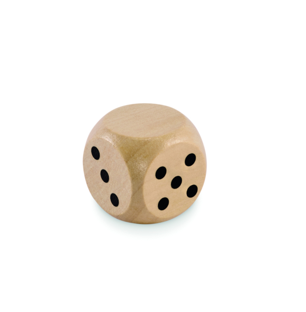 Logotrade Geschäftsgeschenke das Foto: Spielwürfel Schima-Holz Ø 3cm