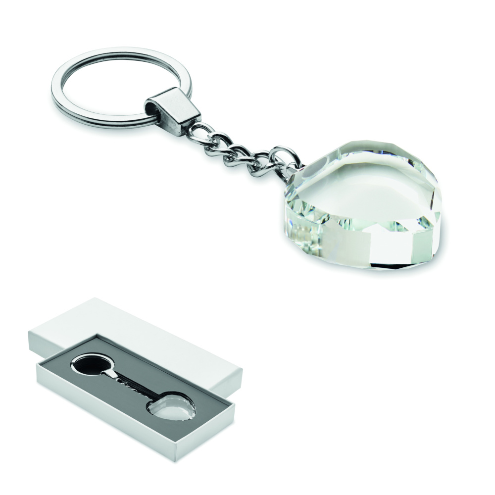 Logotrade Firmengeschenke das Foto: Schlüsselanhänger Glas Herz