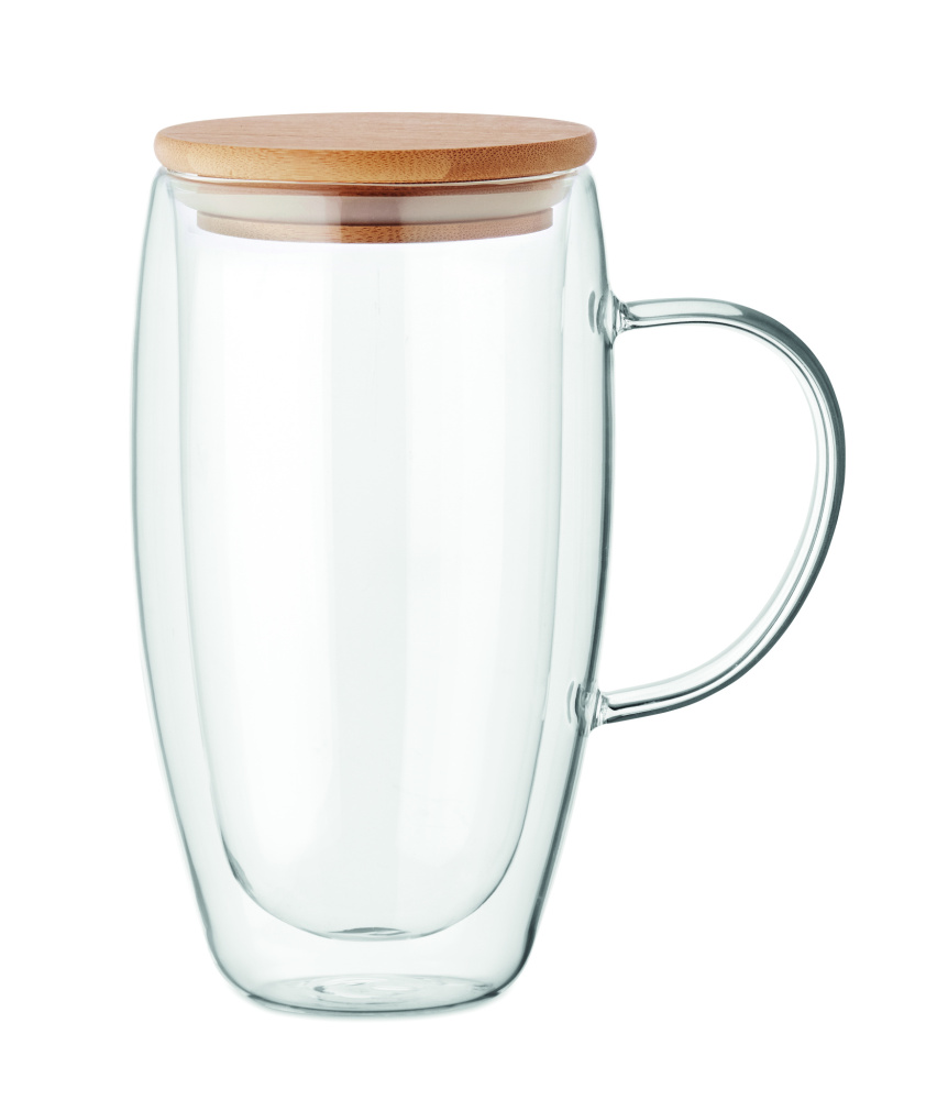 Logotrade Geschäftsgeschenke das Foto: Doppelwandiger Glasbecher 450ml