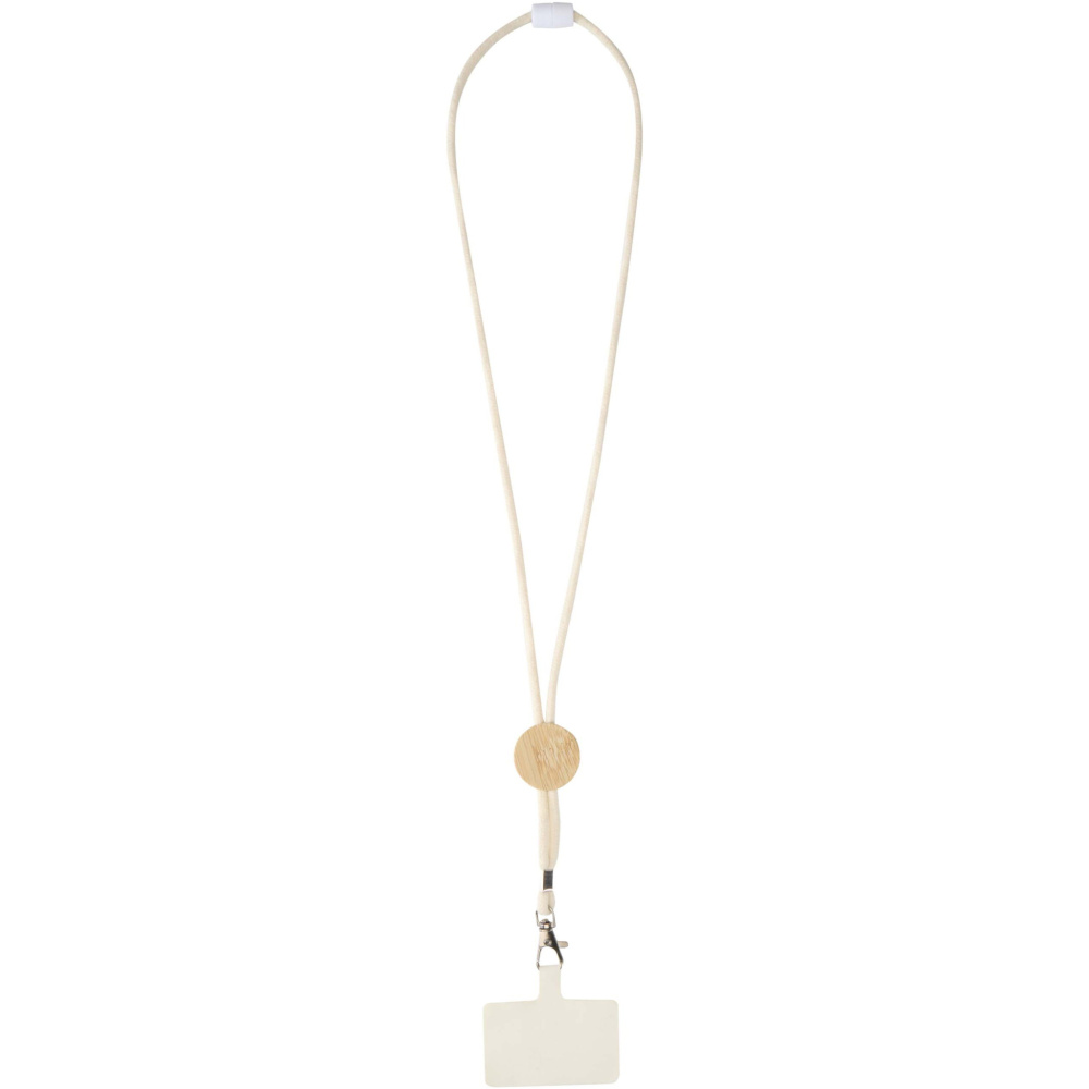 Logotrade Firmengeschenke das Foto: Adhab Smartphone Lanyard mit Bambusdetails
