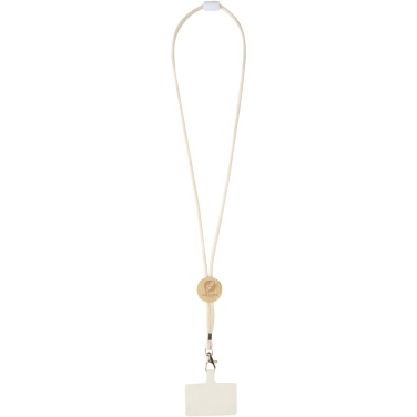 Logotrade Geschäftsgeschenke das Foto: Adhab Smartphone Lanyard mit Bambusdetails