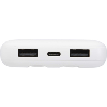 Logotrade Logogeschenke das Foto: Adhil 10 W 10.000 mAh Powerbank aus recyceltem Kunststoff mit 2 integrierten Kabeln