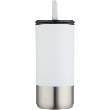 Logotrade Werbeartikel das Foto: Grayson 480 ml RCS recycelter Isolierbecher mit Trinkhalm