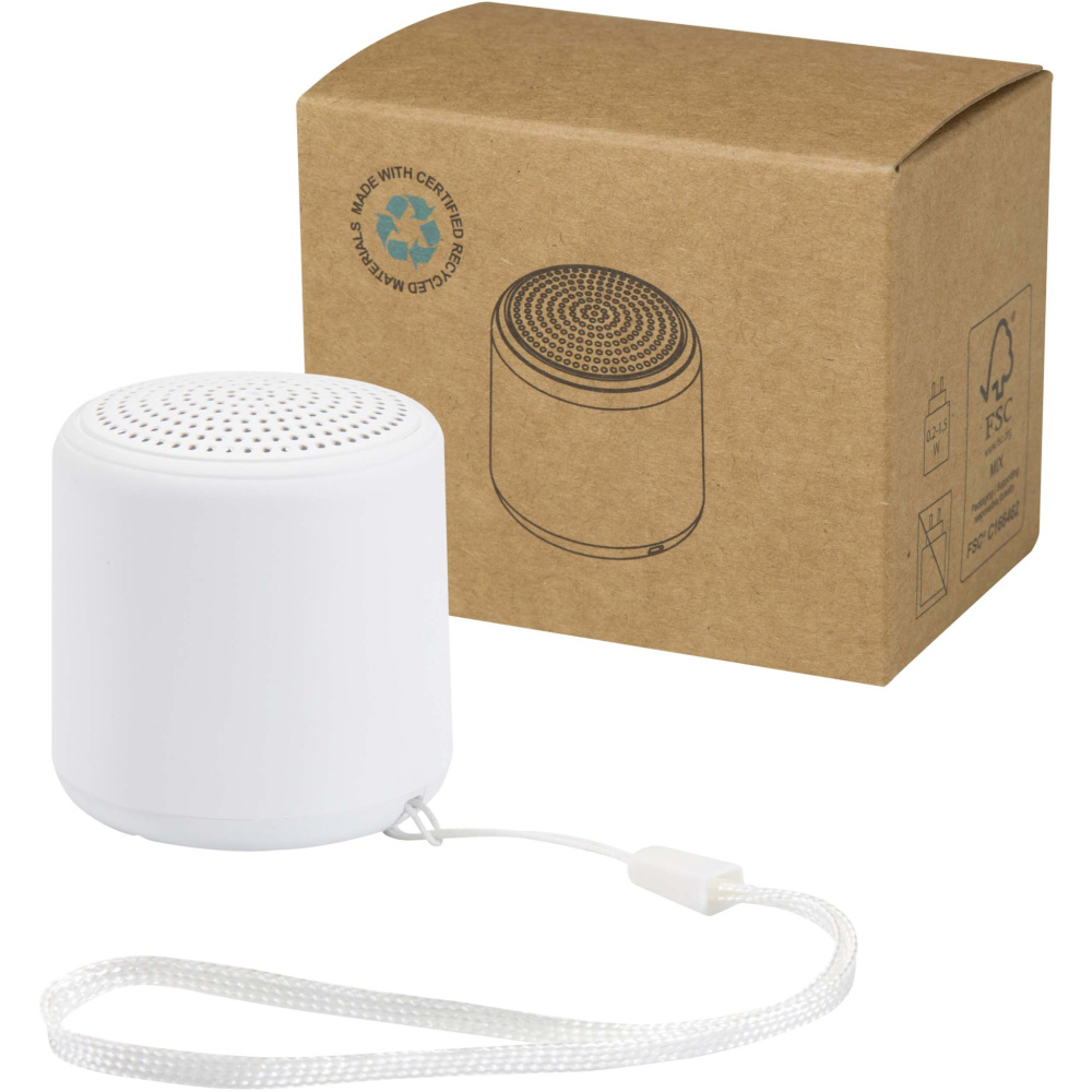 Logotrade Geschäftsgeschenke das Foto: Velkis 3 W Bluetooth® Lautsprecher aus recyceltem Kunststoff