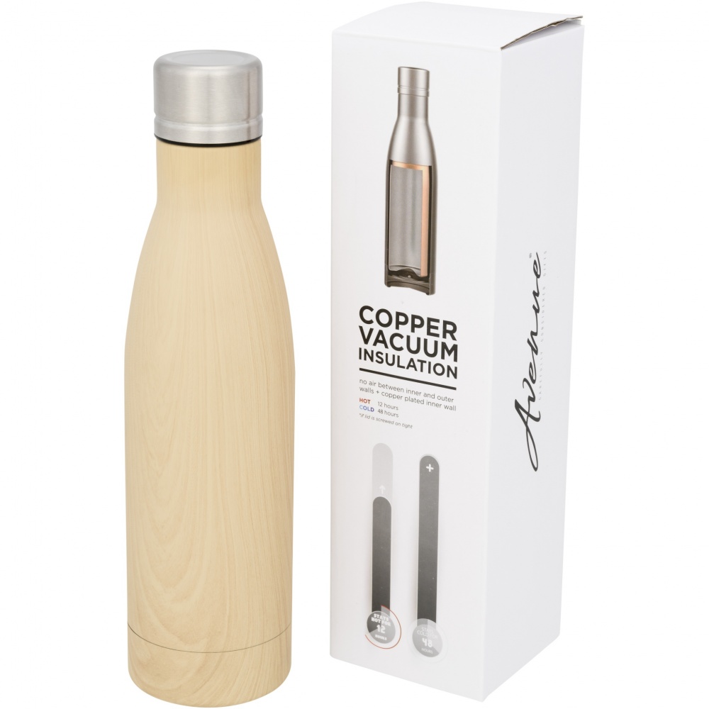 Logo trade advertising products image of: Vasa 500 ml wood-look copper vacuum insulated bottle