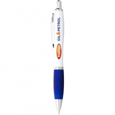 Logo trade promotional items image of: Nash ballpoint pen with white barrel and coloured grip
