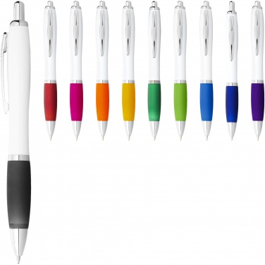 Logo trade promotional item photo of: Nash ballpoint pen with white barrel and coloured grip