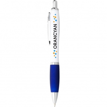 Logo trade promotional gifts image of: Nash ballpoint pen white barrel and coloured grip