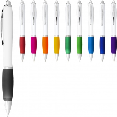 Logo trade advertising product photo of: Nash ballpoint pen white barrel and coloured grip