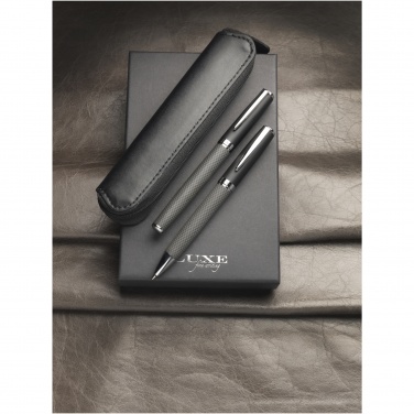 Logo trade promotional merchandise photo of: Carbon duo pen gift set with pouch