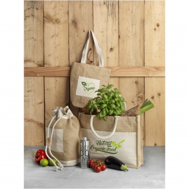 Logo trade promotional gift photo of: Mumbay cotton pocket jute tote bag 18L