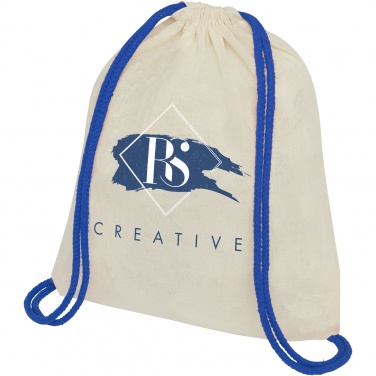 Logo trade advertising products image of: Oregon 100 g/m² cotton drawstring bag with coloured cords 5L