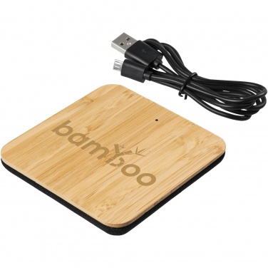 Logo trade advertising products picture of: Leaf 5W bamboo and fabric wireless charging pad