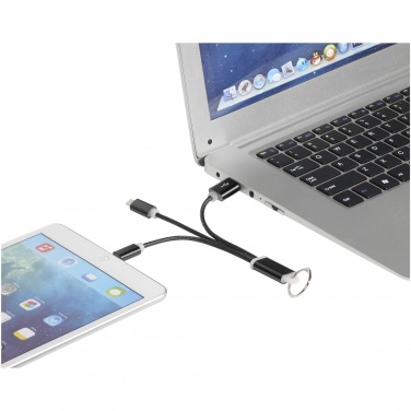 Logo trade advertising products picture of: Metal 3-in-1 charging cable with keychain