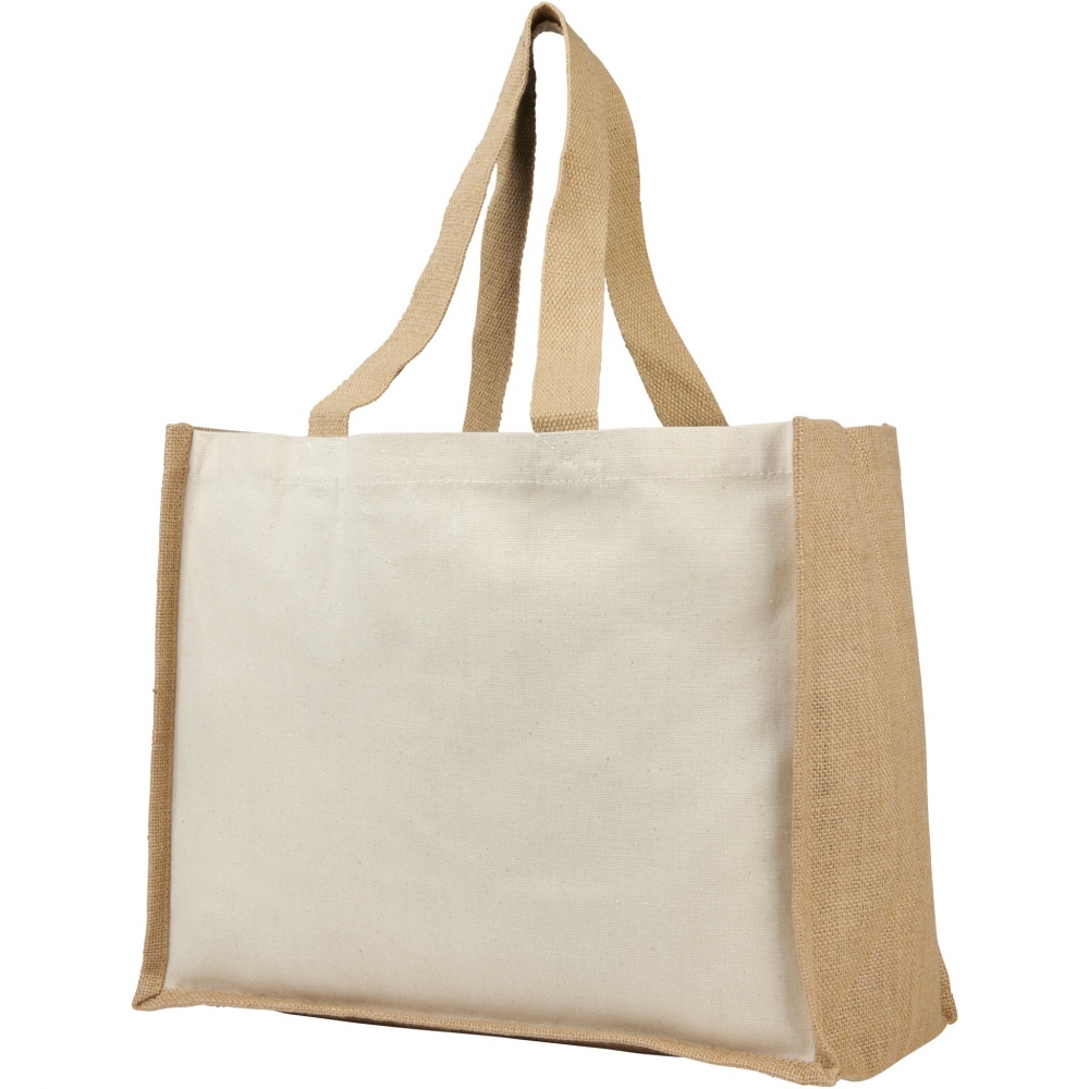 Logo trade promotional gift photo of: Varai 320 g/m² canvas and jute shopping tote bag 23L