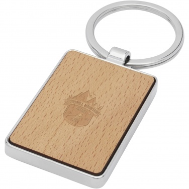 Logo trade promotional merchandise picture of: Mauro beech wood rectangular keychain