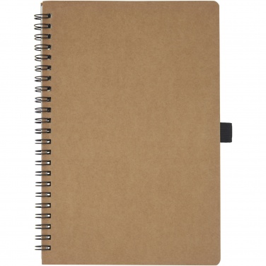 Logo trade promotional products image of: Cobble A5 wire-o recycled cardboard notebook with stone paper
