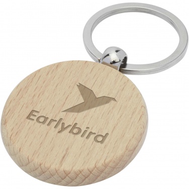 Logo trade corporate gifts picture of: Giovanni beech wood round keychain