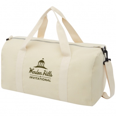 Logo trade corporate gifts image of: Pheebs 450 g/m² recycled cotton and polyester duffel bag 24L