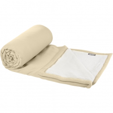 Logo trade promotional merchandise picture of: Marigold GRS certified RPET polar fleece and sherpa blanket