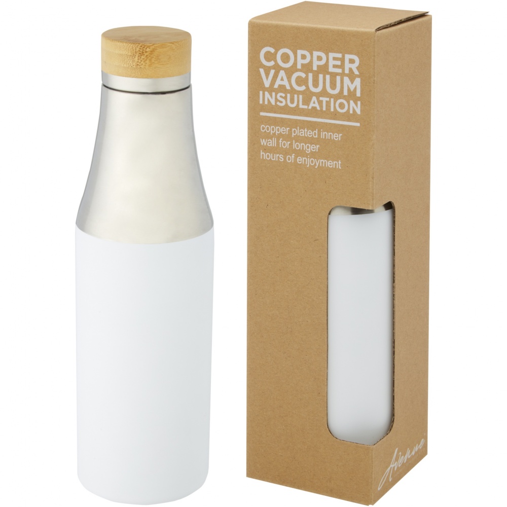 Logotrade corporate gift image of: Hulan 540 ml copper vacuum insulated stainless steel bottle with bamboo lid