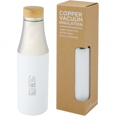 Logo trade business gifts image of: Hulan 540 ml copper vacuum insulated stainless steel bottle with bamboo lid