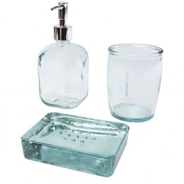 Logo trade promotional giveaways image of: Jabony 3-piece recycled glass bathroom set