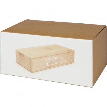 Logo trade business gifts image of: Minata bamboo wireless charger with clock
