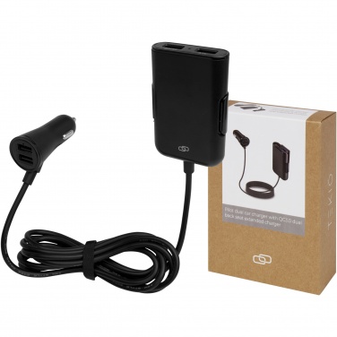 Logo trade business gift photo of: Pilot dual car charger with QC 3.0 dual back seat extended charger