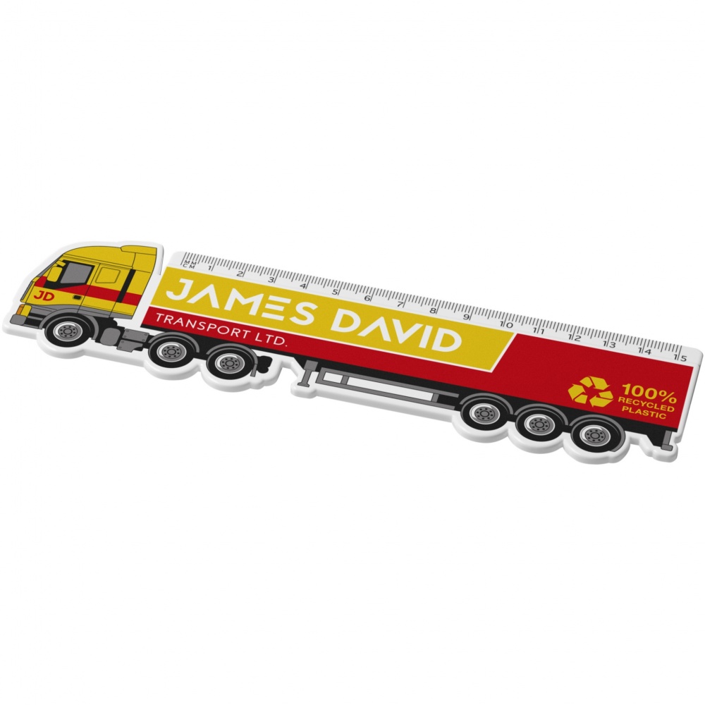 Logotrade promotional product picture of: Tait 15 cm lorry-shaped recycled plastic ruler