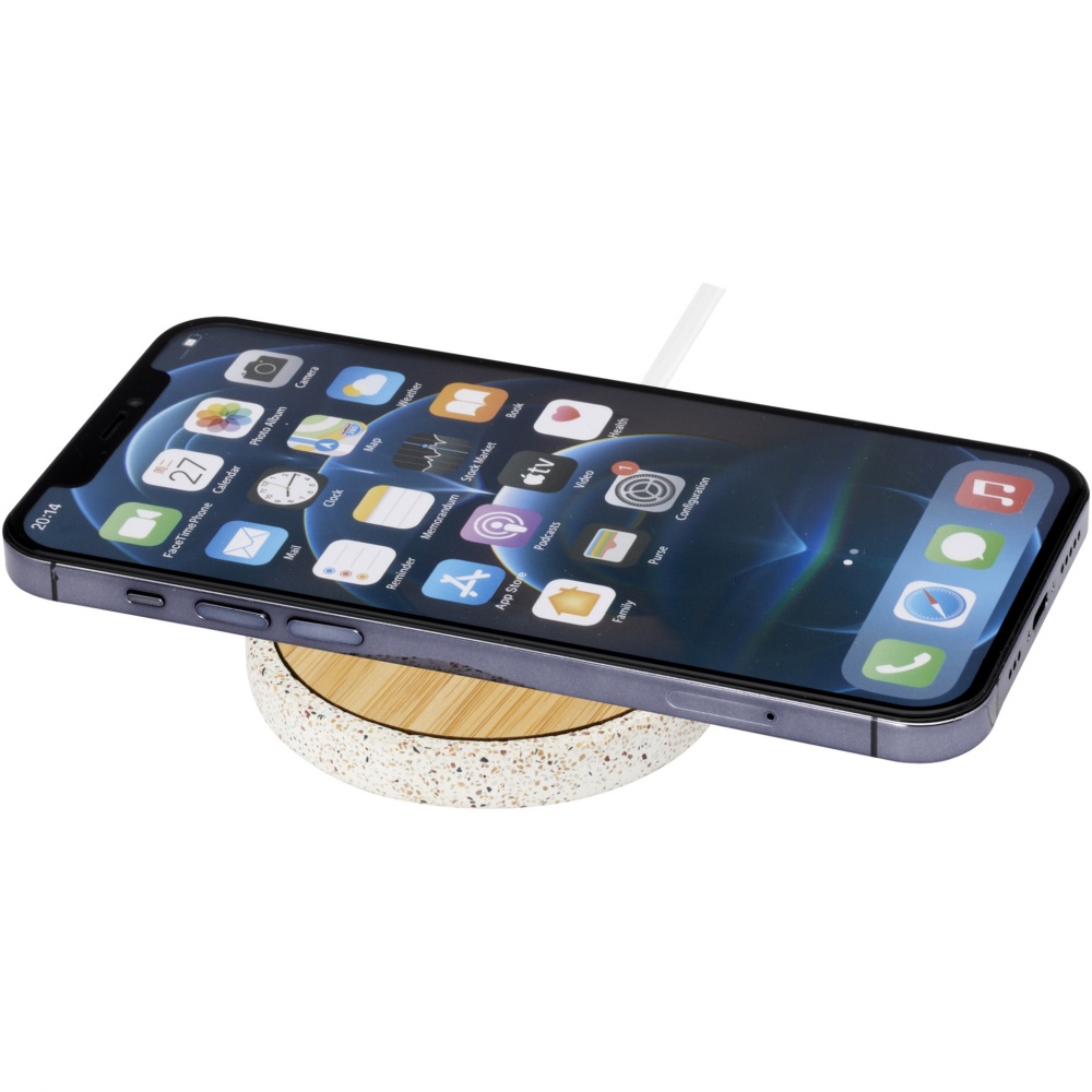 Logotrade promotional item image of: Terrazzo 10W wireless bamboo charging pad