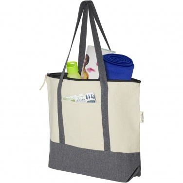 Logo trade corporate gift photo of: Repose 320 g/m² recycled cotton zippered tote bag 10L