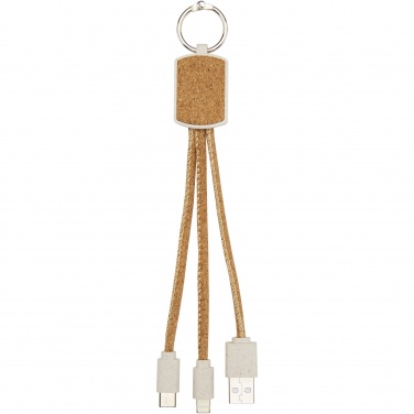 Logotrade business gifts photo of: Bates wheat straw and cork 3-in-1 charging cable