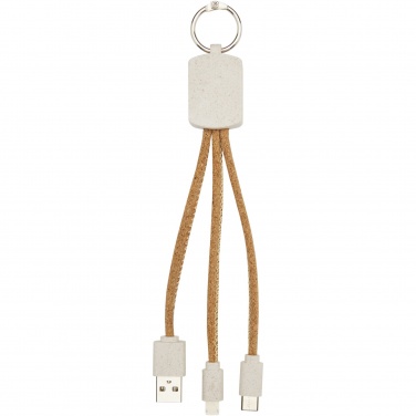 Logo trade promotional item photo of: Bates wheat straw and cork 3-in-1 charging cable