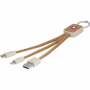 Logotrade promotional item image of: Bates wheat straw and cork 3-in-1 charging cable