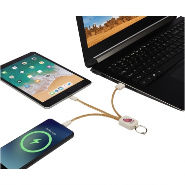 Logotrade promotional products photo of: Bates wheat straw and cork 3-in-1 charging cable