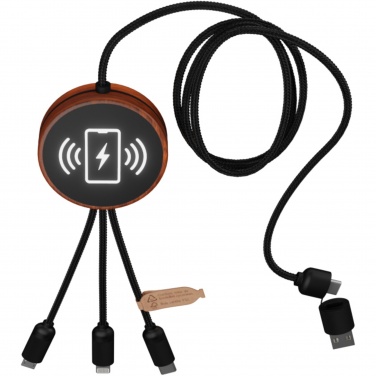 Logo trade promotional gifts image of: SCX.design C40 5-in-1 rPET light-up logo charging cable and 10W charging pad