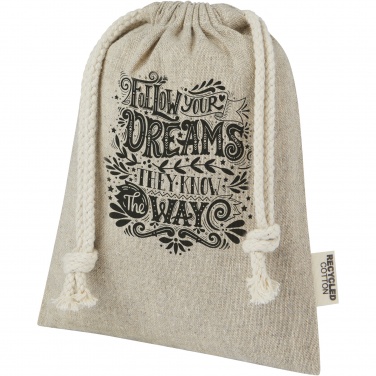 Logotrade promotional product picture of: Pheebs 150 g/m² GRS recycled cotton gift bag small 0.5L