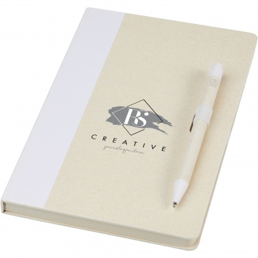 Logo trade promotional giveaways picture of: Dairy Dream A5 size reference recycled milk cartons notebook and ballpoint pen set