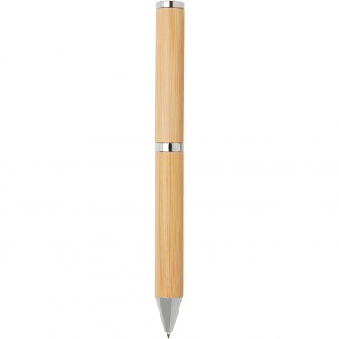 Logo trade promotional giveaways image of: Apolys bamboo ballpoint and rollerball pen gift set 