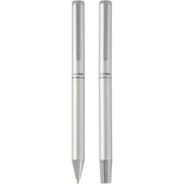 Logo trade promotional products image of: Lucetto recycled aluminium ballpoint and rollerball pen gift set