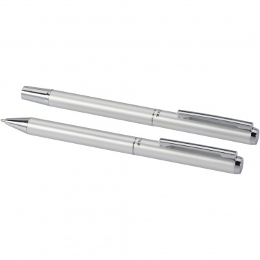 Logo trade business gift photo of: Lucetto recycled aluminium ballpoint and rollerball pen gift set